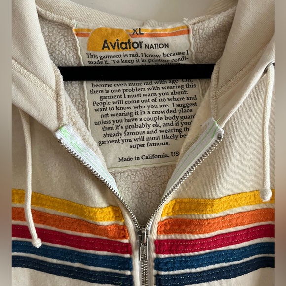 Aviator Nation 5 Stripe Zip Up Hoodie - Picture 2 of 4